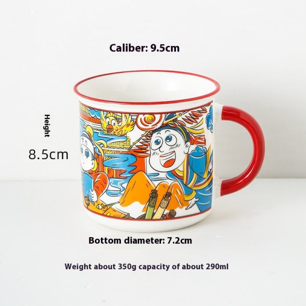 Retro cartoon ceramic cup, personalized creative water cup, classic custom logo "couple" cup