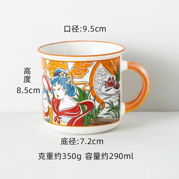 Retro cartoon ceramic cup, personalized creative water cup, classic custom logo "couple" cup