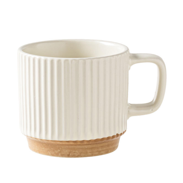 Handcrafted simple clay ceramic mug for drinking coffee at home