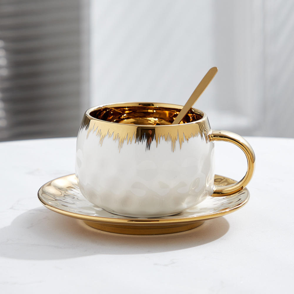 Golden Ceramic Coffee Cup