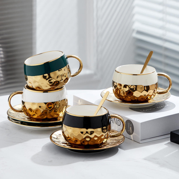 Golden Ceramic Coffee Cup