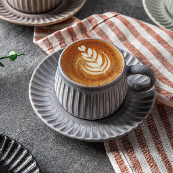 Coffee cup and saucer series with simple and unique patterns