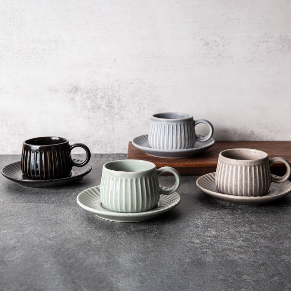 Coffee cup and saucer series with simple and unique patterns