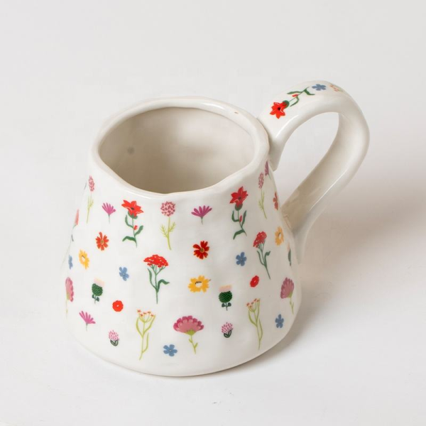 Korean cute cartoon flower ceramic cup high value large capacity coffee cup