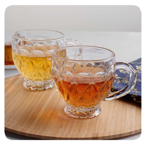 Hot Sale Glass Coffee Mugs 180ml Embossed Glass Cups, Tea Glass Coffee Cup