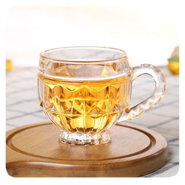 Hot Sale Glass Coffee Mugs 180ml Embossed Glass Cups, Tea Glass Coffee Cup