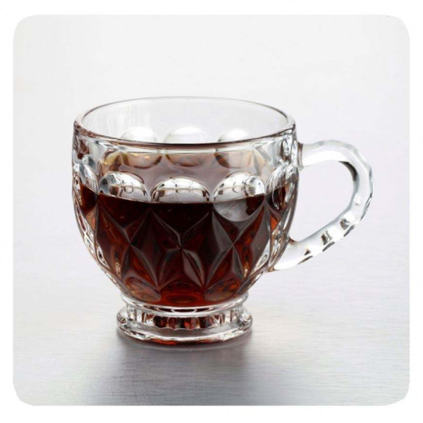 Hot Sale Glass Coffee Mugs 180ml Embossed Glass Cups, Tea Glass Coffee Cup