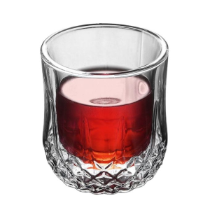 Wholesale 8oz Diamond Double Wall Glass Cup Espresso Whiskey Coffee Mug Tea Milk Cup