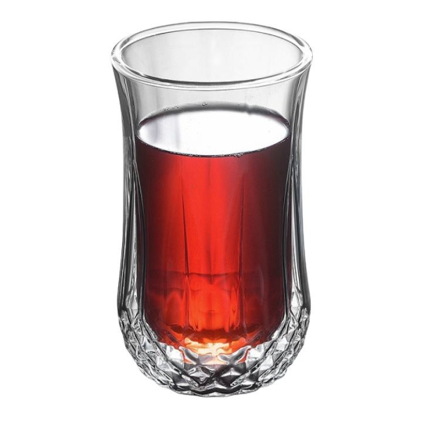 Wholesale 8oz Diamond Double Wall Glass Cup Espresso Whiskey Coffee Mug Tea Milk Cup