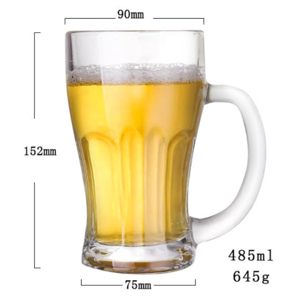 Wholesale 16oz Beer Glass Mug Beer Mug Glass Stein Tumbler with Handle