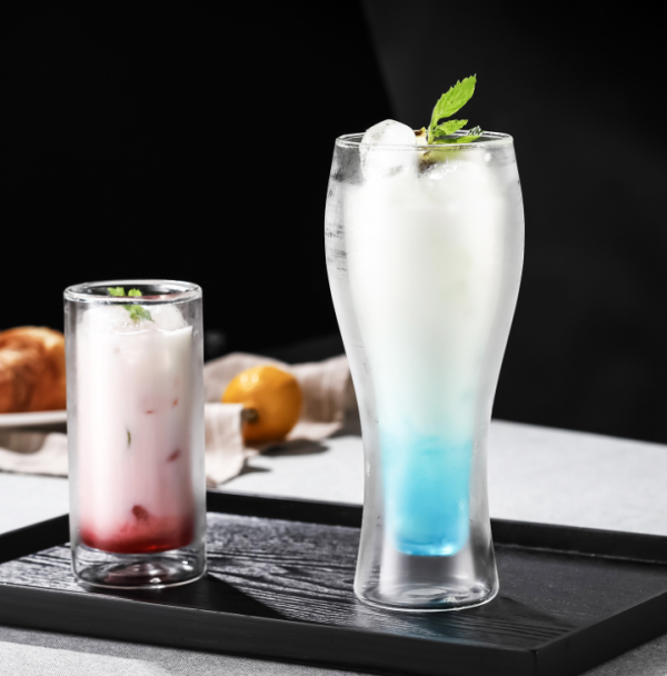 Wholesale 10oz Double Wall Glass Juice Cup Borosilicate Glass Coffee Cup Tea Cup