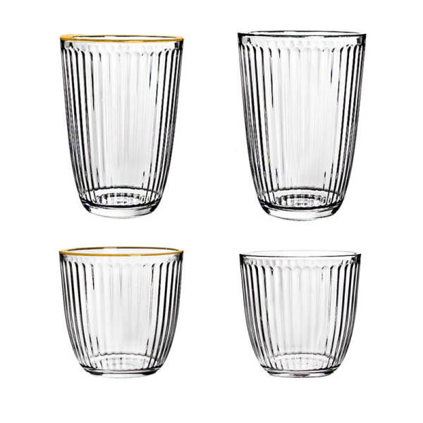 Wholesale Custom Carved Round Square Thin Line 13oz Highball Stacking Glass