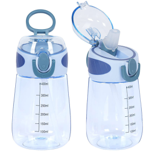 400ml Cute Water Cups with Straw Transparent Kids Plastic Water Bottle with Handle