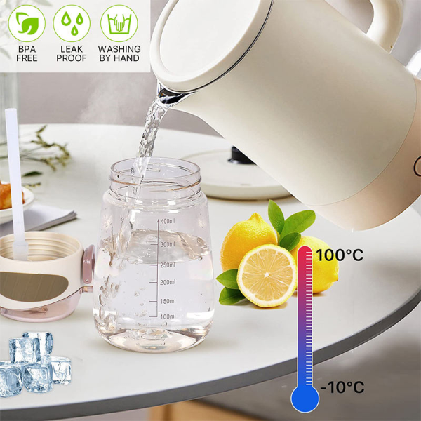 400ml Cute Water Cups with Straw Transparent Kids Plastic Water Bottle with Handle