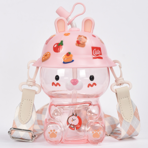 Kawaii Children Drink Bottle Large Capacity Healthy Plastic Cute Straps