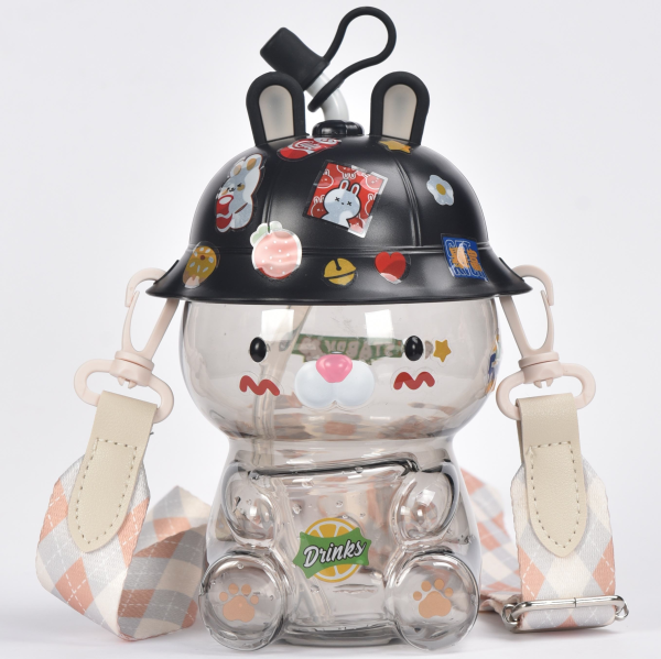 Kawaii Children Drink Bottle Large Capacity Healthy Plastic Cute Straps