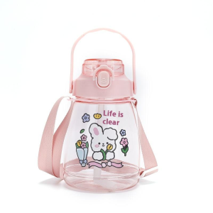 Cartoon Big Belly Fitness Water Bottle with Straw for Kids