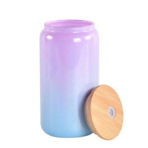 Customizable 16oz Colorful Gradient Frosted Drinking Glass Coffee Mug