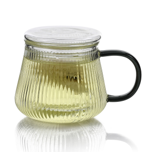 Glass Tea Cups with Strainer and Lid Heat Resistance Borosilicate Glass Teacups