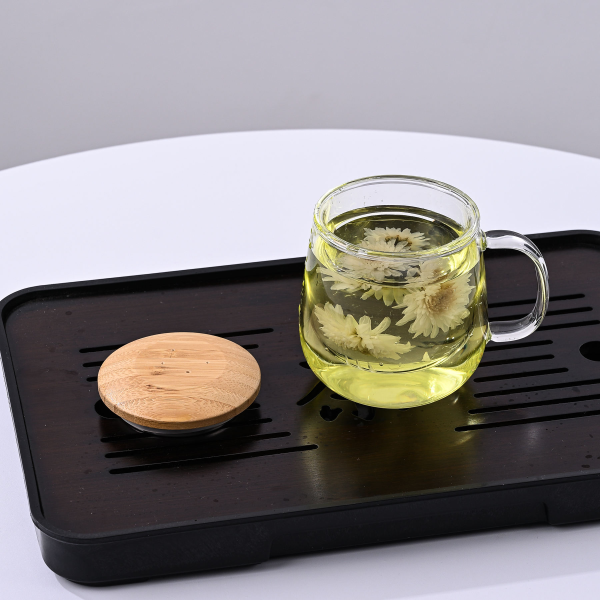 Clear Drinking Big Oversize Glass Tumbler Tea Cup with Infuser Handle Strainer Lid