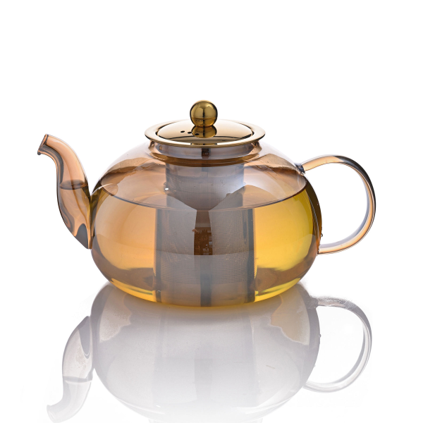 Wholesale Handmade Transparent Kettle Glass Teapot with Strainer