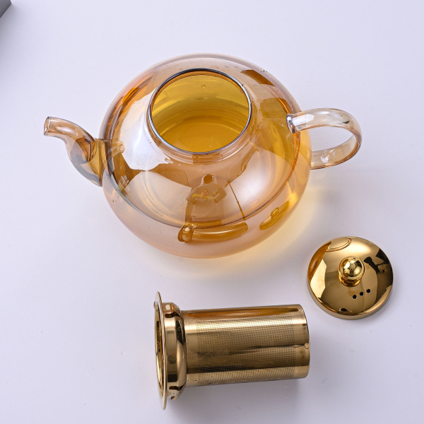 Wholesale Handmade Transparent Kettle Glass Teapot with Strainer