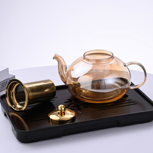 Wholesale Handmade Transparent Kettle Glass Teapot with Strainer