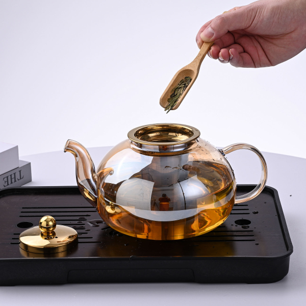 Wholesale Handmade Transparent Kettle Glass Teapot with Strainer