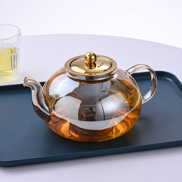 Wholesale Handmade Transparent Kettle Glass Teapot with Strainer
