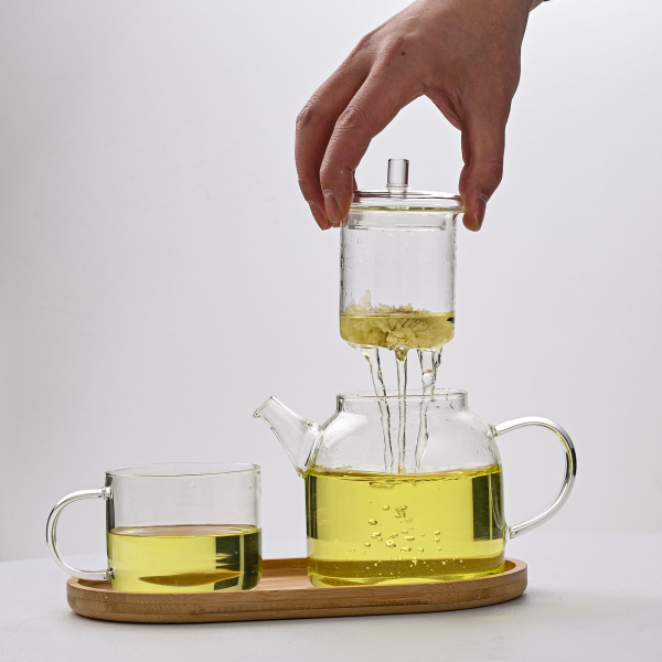 Glass Teapot Gift Set With Removable Glass Infuser and Lid
