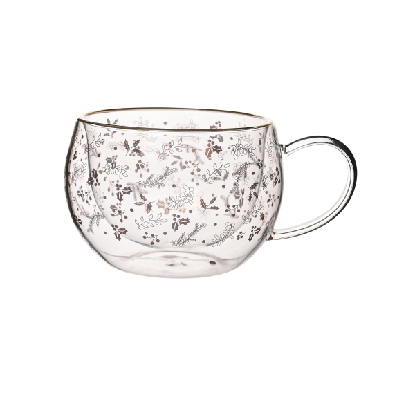 Cute Ribbon Pattern Heat Resistant Glass Mug With Handle Household Glass Cup for Drinkware
