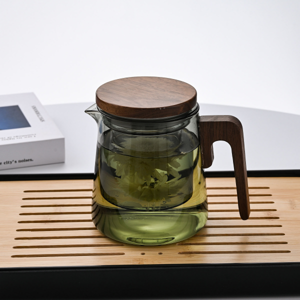 Wholesale Drinking Big Oversize Glass Tumbler Tea Cup with Infuser Handle Strainer Lid