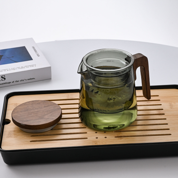 Wholesale Drinking Big Oversize Glass Tumbler Tea Cup with Infuser Handle Strainer Lid