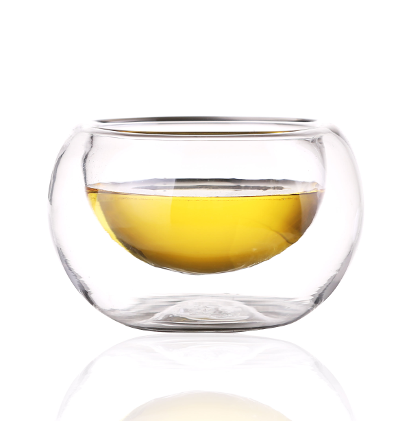 Handmade double-layer glass teacup insulated transparent teacup