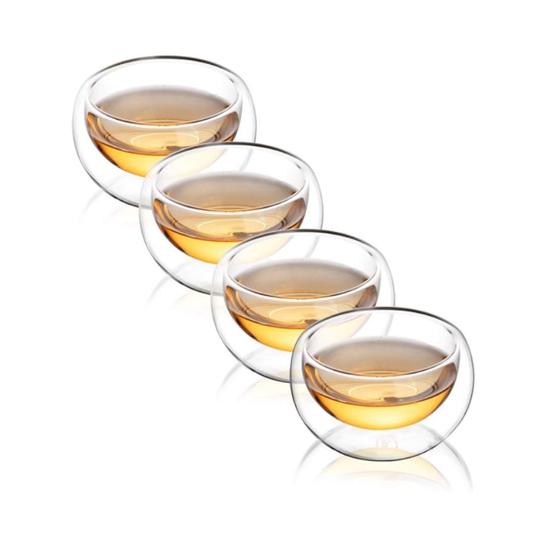 Handmade double-layer glass teacup insulated transparent teacup