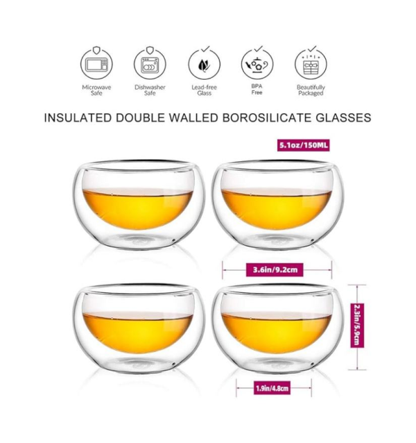 Handmade double-layer glass teacup insulated transparent teacup