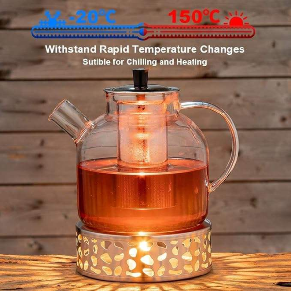 Glass Teapot With Removable Infuse GlassTea Pot Hand Made Crafted Glass Tea Kettle