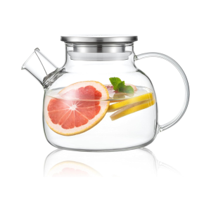 Handmade 30.4 oz glass teapot, transparent teapot with removable infuser