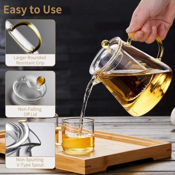 Heat-resistant borosilicate glass teapot with infuser
