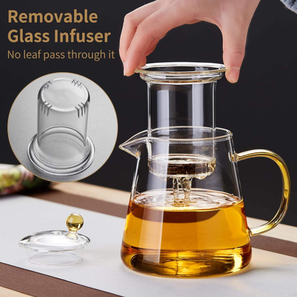 Heat-resistant borosilicate glass teapot with infuser