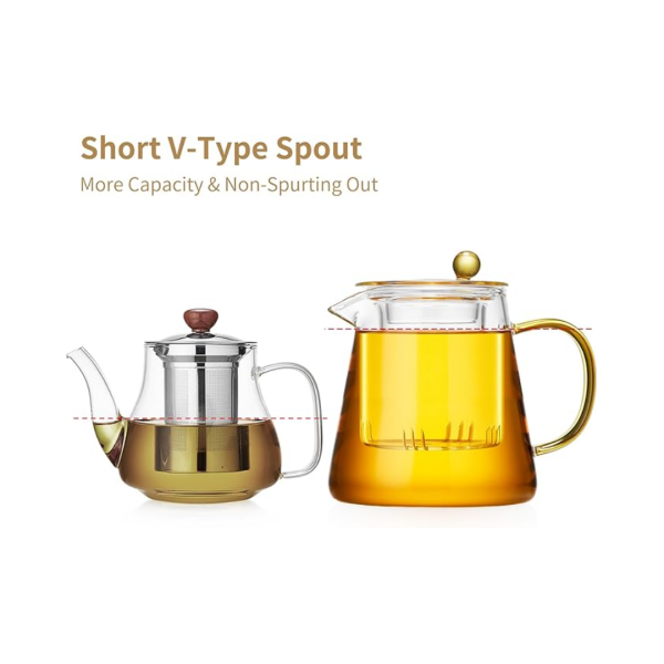 Heat-resistant borosilicate glass teapot with infuser