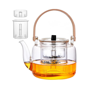 Borosilicate glass teapot with 2 removable infusers