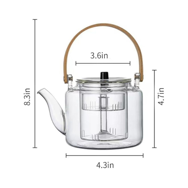 Borosilicate glass teapot with 2 removable infusers