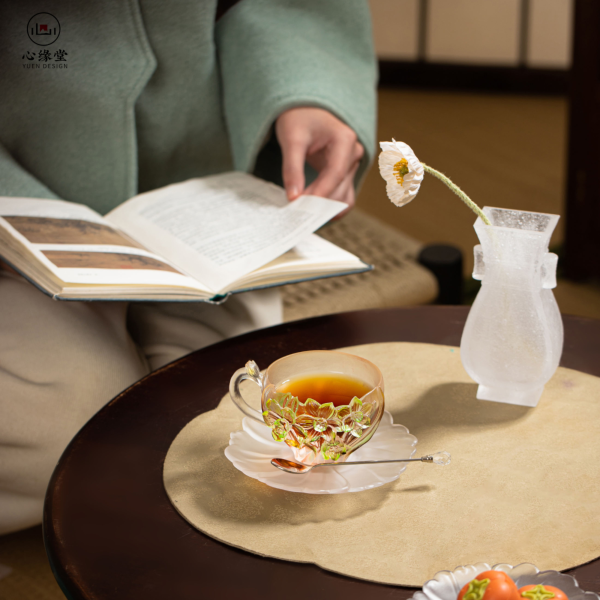 Chinese Style Creative Crystal Glass Liuli Coffee Cup Set FloraDeity