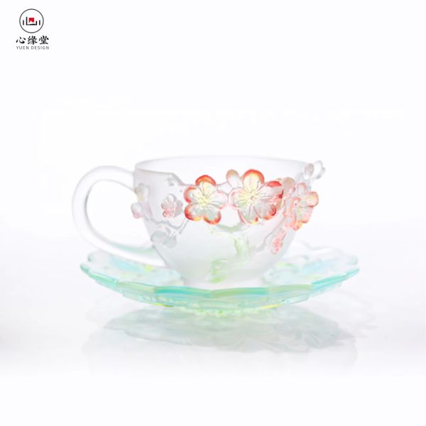 Chinese Style Creative Crystal Glass Liuli Coffee Cup Set FloraDeity