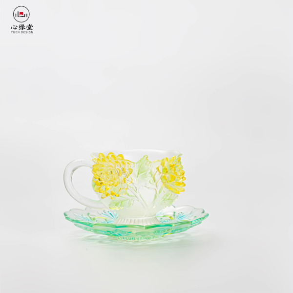 Chinese Style Creative Crystal Glass Liuli Coffee Cup Set FloraDeity