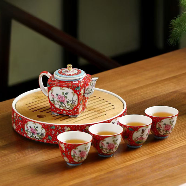 Colorful Enamel Tea Sets, Suitable for Both Home and Travel Use