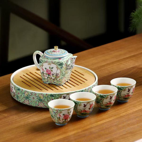Colorful Enamel Tea Sets, Suitable for Both Home and Travel Use