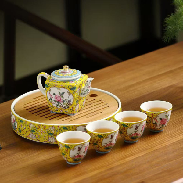 Colorful Enamel Tea Sets, Suitable for Both Home and Travel Use