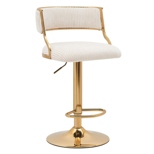 Nordic Bar Counter Furniture Luxury Golden Metal Round Base Rotating Velvet Bar Chair